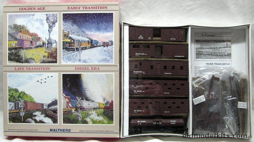 Walthers HO Work Train #1 Burlington Northern (6 Cars) - HO Model Train Kits, 932-914 plastic model kit